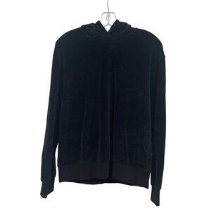 Stockholm Atelier Women's Velour Hoodie Long Sleeve Black Size Small